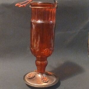 Amber Glass Pedestal Candle Holder